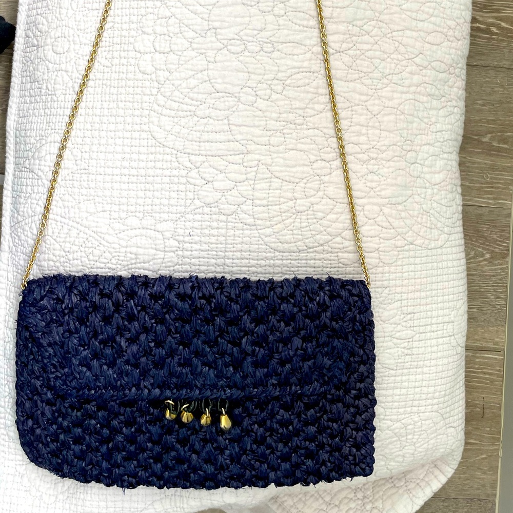 Vintage Rodo Italy Crossbody - blue weave with gold accent